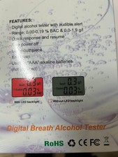ALCOHOL MEASUREMENT TESTER BREATHALYZER DIGITAL DISPLAY ALCOHOL MEASUREMENTS MAX