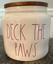 RAE DUNN ARTISAN COLLECTION BY MAGENTA DECK THE PAWS COOKIE JAR PET CANISTER LID