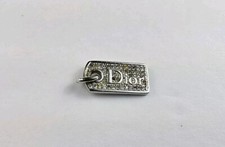 Dior Rhinestone Dogtag Charm Pendant (See Des...