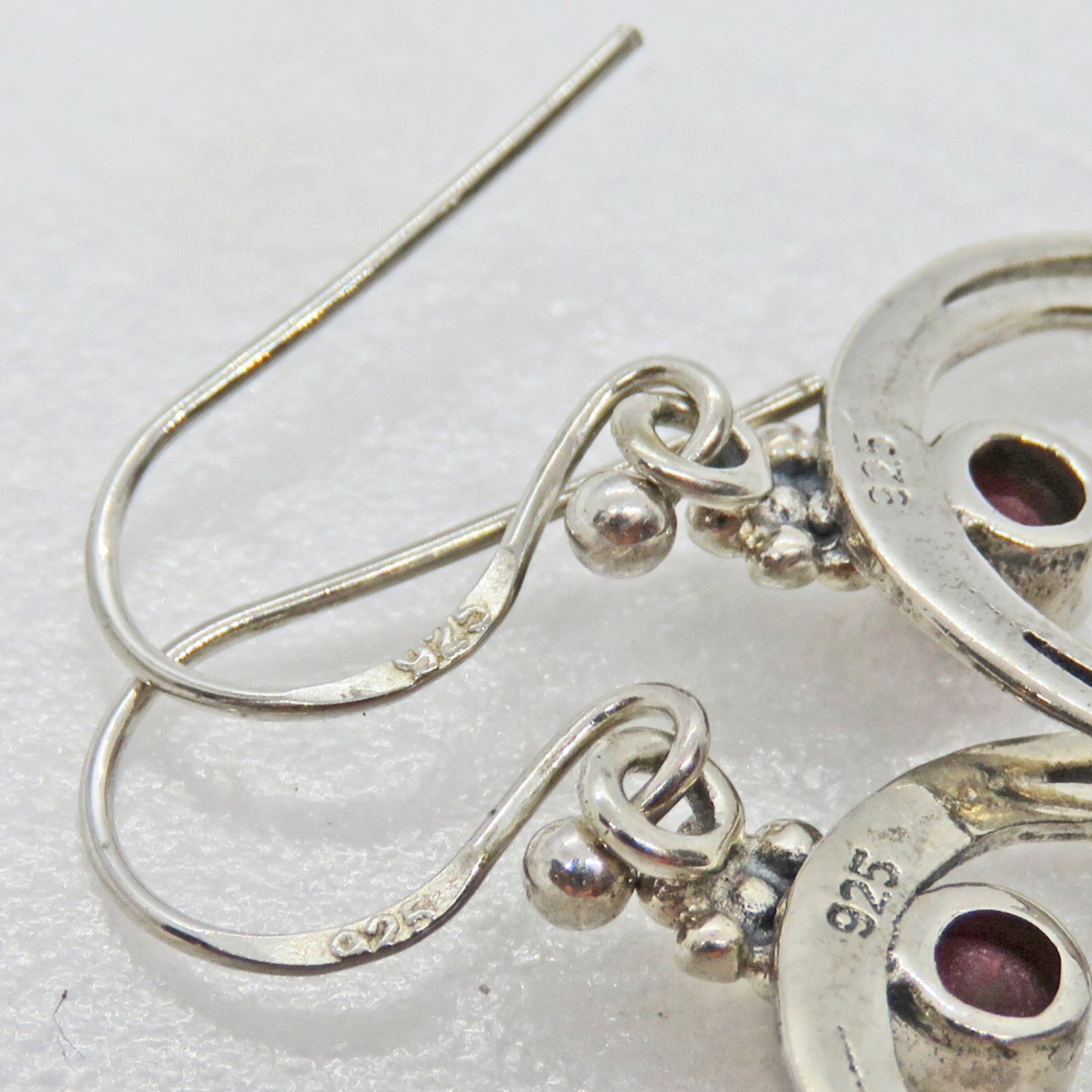 Circular Sterling Silver Almandine Garnet Earrings - image 8