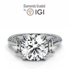 IGI Certified 5.00 Ct E VS2 Round cut Lab Diamond Engagement Ring 18K White Gold