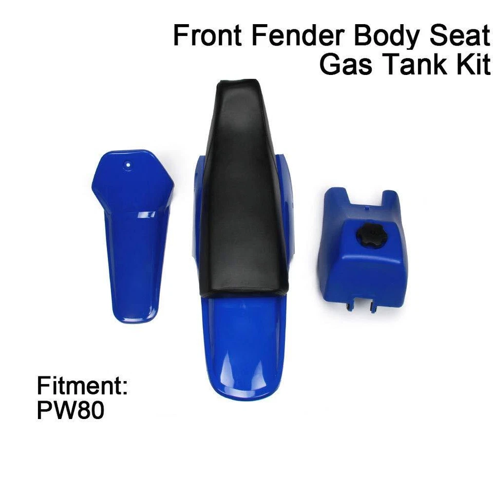 PW80 Plastic Kit Fairing Gas Tank Kit Rear Fender For PW80 PW 80 1983-2006 Blue Foto 2 de 4