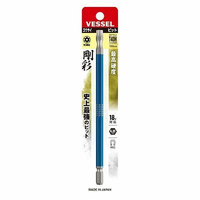 VESSEL 1/4'' DRIVER BIT TORX LONG ''GOSAI'' 1pc (T40Hx150mm) GSVT40LH