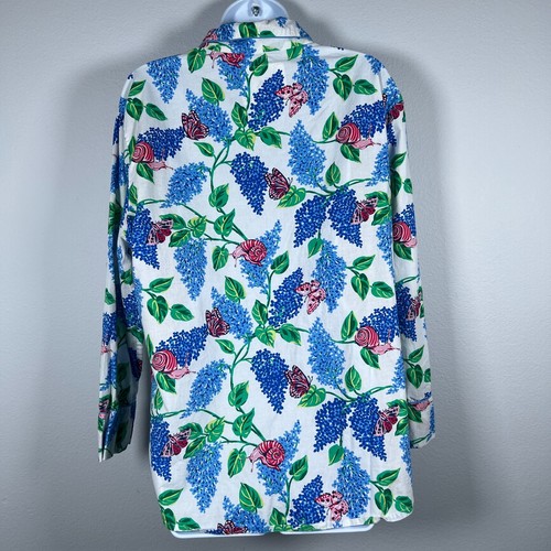 Print Fresh Anthropologie Damen Pyjama Oberteil Bio Baumwolle Gr. M geblümt blau - Bild 3 von 13
