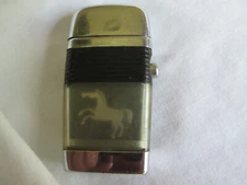 SCRIPTO VU Lighter White Horse Mustang Black Rib Band Vintage 1950's