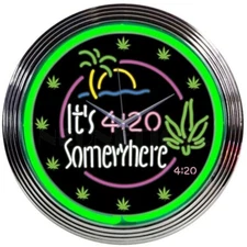 It's 4:20 Somewhere High Life 15" Wall Décor Neon Clock 8IT420