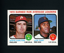 1973 Topps 1972 ERA Leaders (HOF) Steve Carlton, Luis Tiant #65 NM