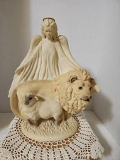Angel Lion & Lamb Figurine Statue Religious #3477/10,000 Made in USA 1989