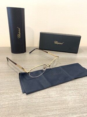 Chopard VOMBI2S Round Eyeglasses Women's Gold 23kt Optical Frame 53mm