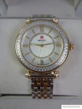 NEW Michele Two Tone Diamond Caber Mid Ladies Watch MWW16E000001 Box NWT Box