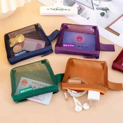 5pc Coin Money Bags mini Change Storage Bag Mesh Bag Small Item Cosmetic Bag