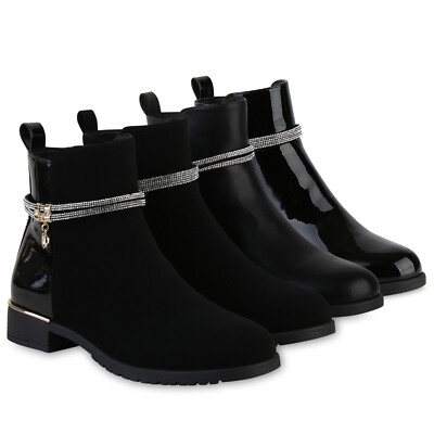 Damen Leicht Gefütterte Klassische Stiefeletten Zierperlen 840507 Schuhe 