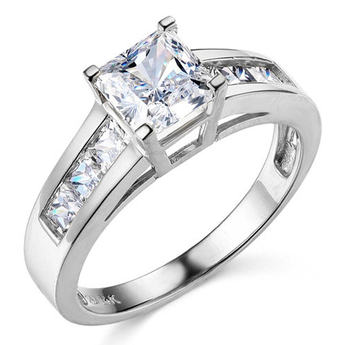 GOLD - 14K White Gold Cubic Zirconia Engagement Ring | eBay