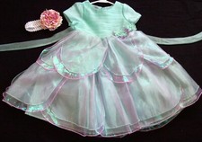 GIRL 5: GORGEOUS NWOT DISNEY PRINCESS PINK/ SEA ISLE GREEN DRESSY PARTY DRESS