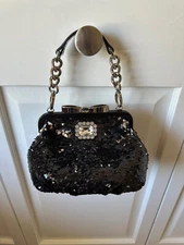 Brighton My Flat In London Purse Bristol Sequin Bow Handbag Clutch Retired RARE