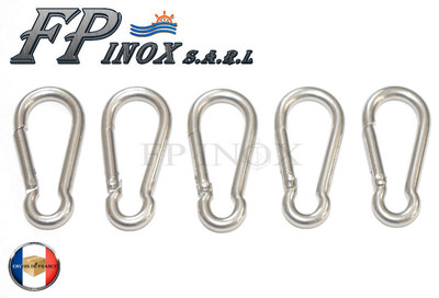 Lot de 2 mousquetons inox 316 5 X 50 mm