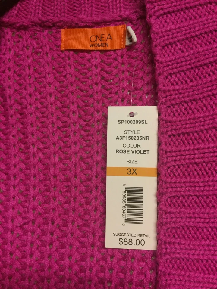 Один кардиган свитер розовый фиолетовый женщин плюс размер 3 X розничной $88 - Изображение 2 из 4