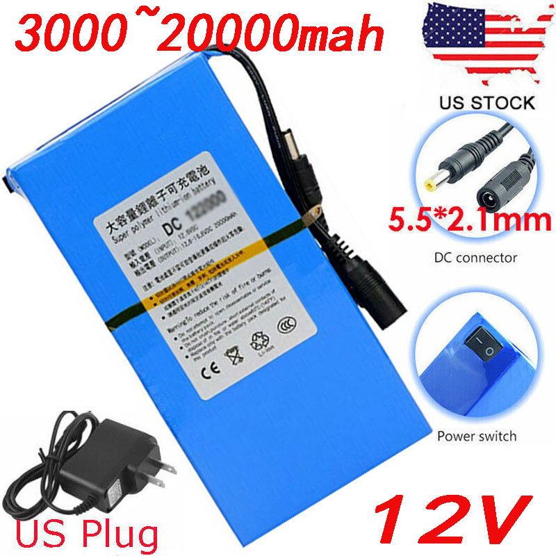 Rechargeable Li Battery 12V DC Portable Battery Pack with US Plug ...
