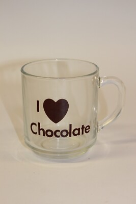 Luminarc I Love Chocolate Clear Mug for Coffee Hot Chocolate Tea