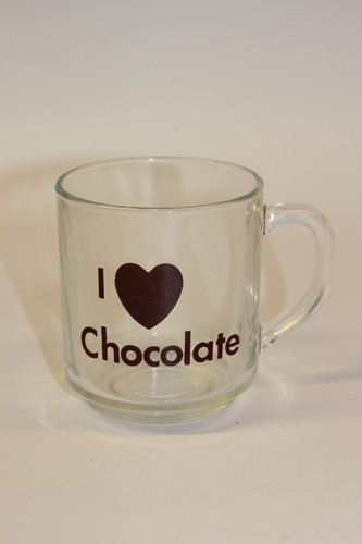 Luminarc I Love Chocolate Clear Mug for Coffee Hot Chocolate Tea