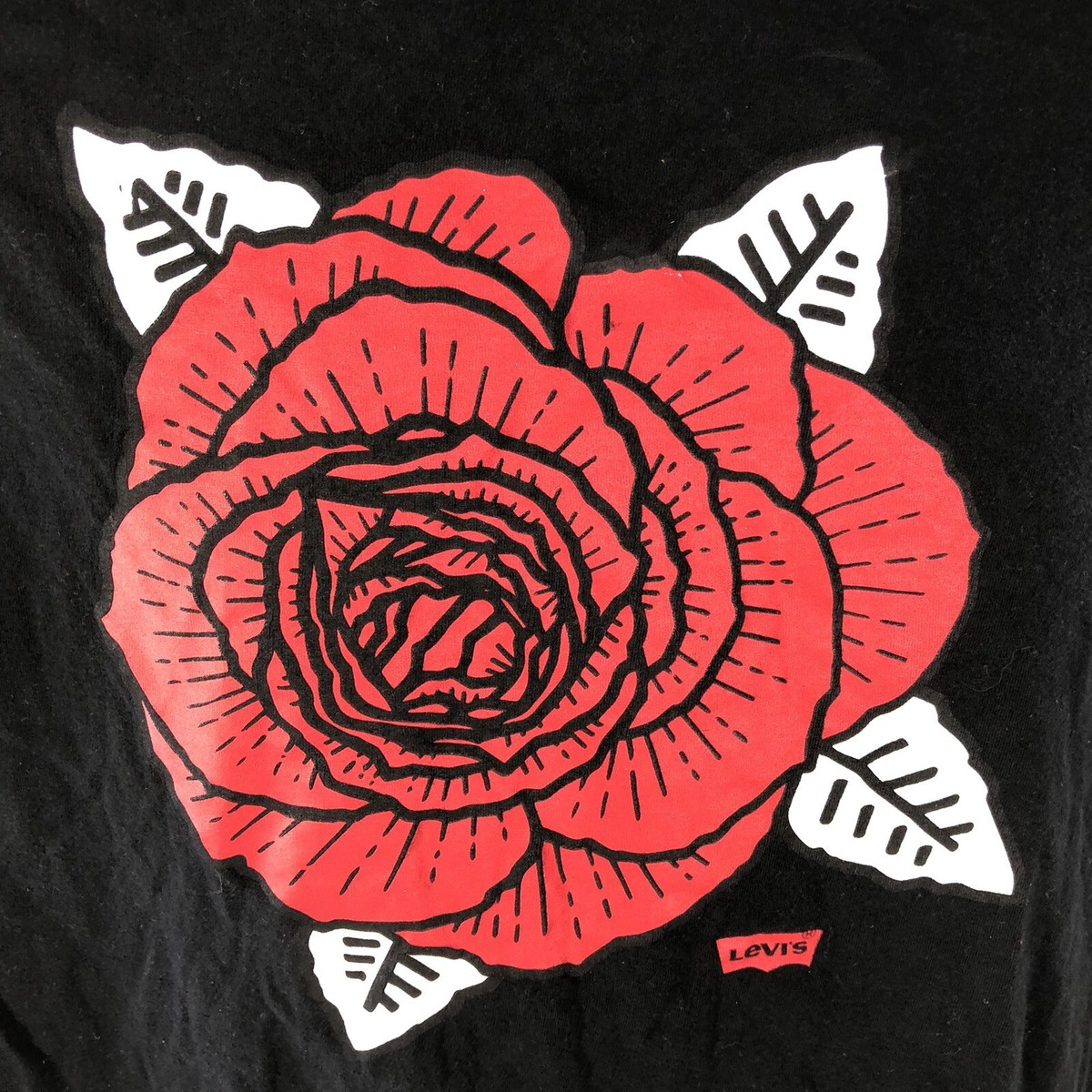 Levis Rose Shirt Mens XL Black Short Sleeve Graphic Tee Levi