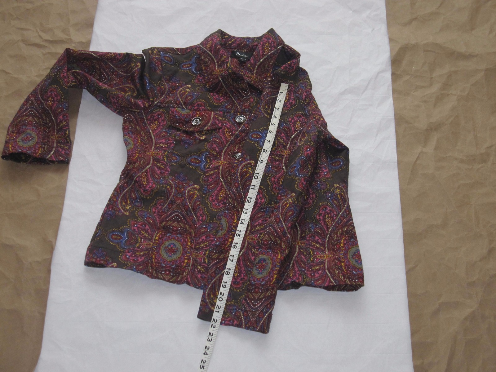 Women's Paisley Pattern Front Button Jacket Size … - image 5