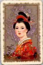 Japanese Girl Named Linen Barribal Swap Playing Card Ornate.