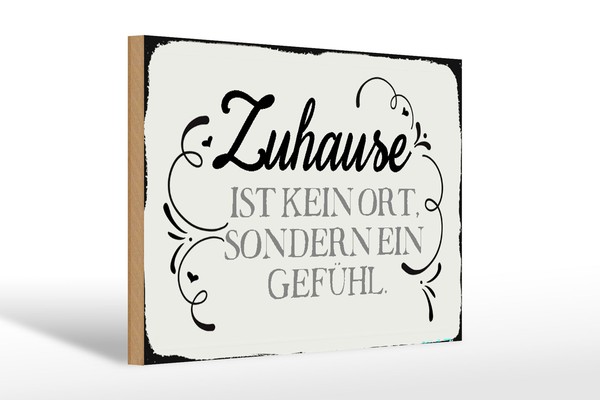 Holzschild Spruch 30X20 Cm Zuhause Ist Kein Ort Sondern Ein Schild Wooden Sign-image