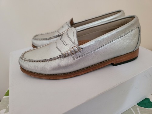 G H BASS \u0026 CO WEEJUNS Silver Leather 