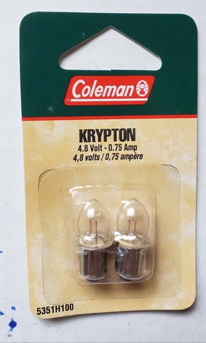 Coleman Pack of 2 Krypton 4.8V Bulbs .75amp for D Battery Flashlight 5351H100