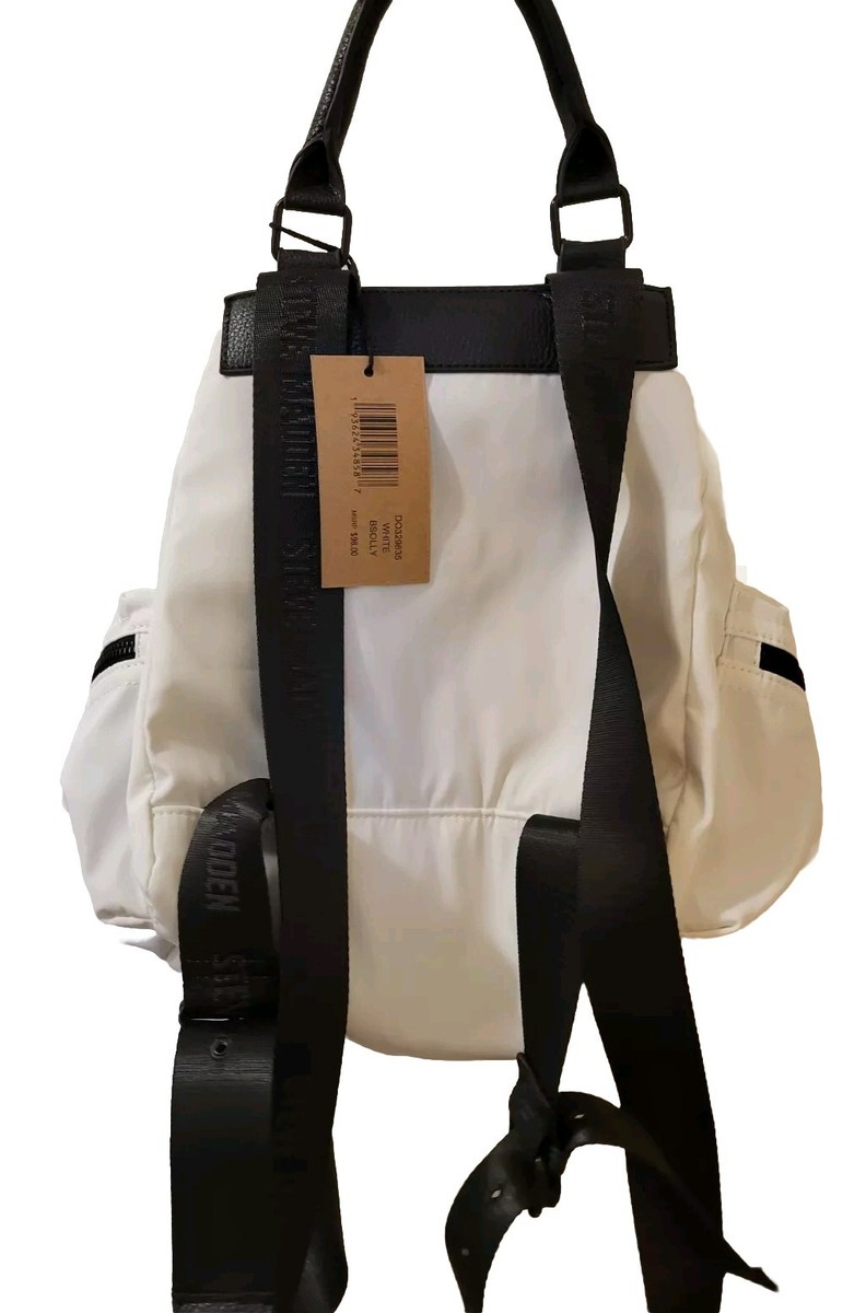 Steve Madden Womens Backpack White And Black Drawstrings New With