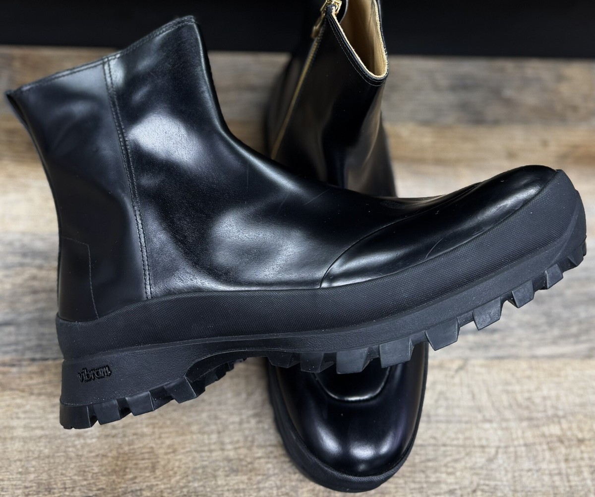Men's DUNHILL Leather Zip up Boots US 11 UK10 EU44 Black Vibram