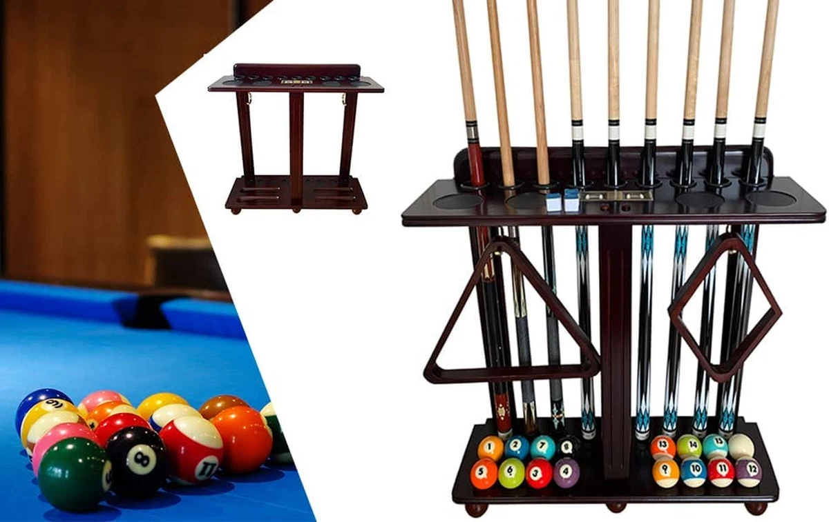 Floor Pool Cue Rack Hold 9 Cue Sticks &amp; Billiard Corner Stand Pool | eBay