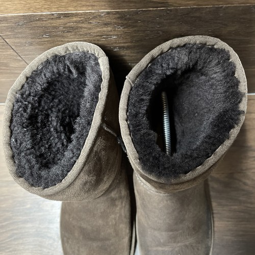 UGG Womens 8 Classic Short Winter Booties Brown Suede Fur Pull On Casual 5825 - Picture 5 of 11