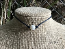 Single Freshwater Pearl and Leather Choker Necklace w/Gift Bag, Gift for Her