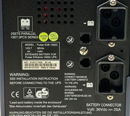 MGE Pulsar EXB 1000C USV Batterieerweiterung UPS Batterie Modul 36 Vdc Akku 14Ah - Bild 5 von 8