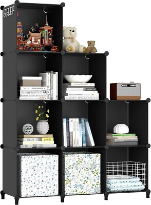 HOMIDEC Würfel Bücherregal 9 Würfel Aufbewahrung Bücherregal Aufbewahrungswürfel Organizer Multi