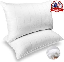 Juego de 2 almohadas de pluma de ganso para dormir tama o queen Blanco US NEW
