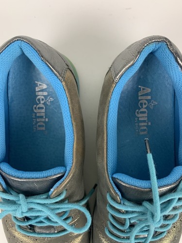 Alegria Women Shoes Kim Lace Up 40 US Size 9 Sneaker Blue Silver Foil Print - Picture 10 of 11