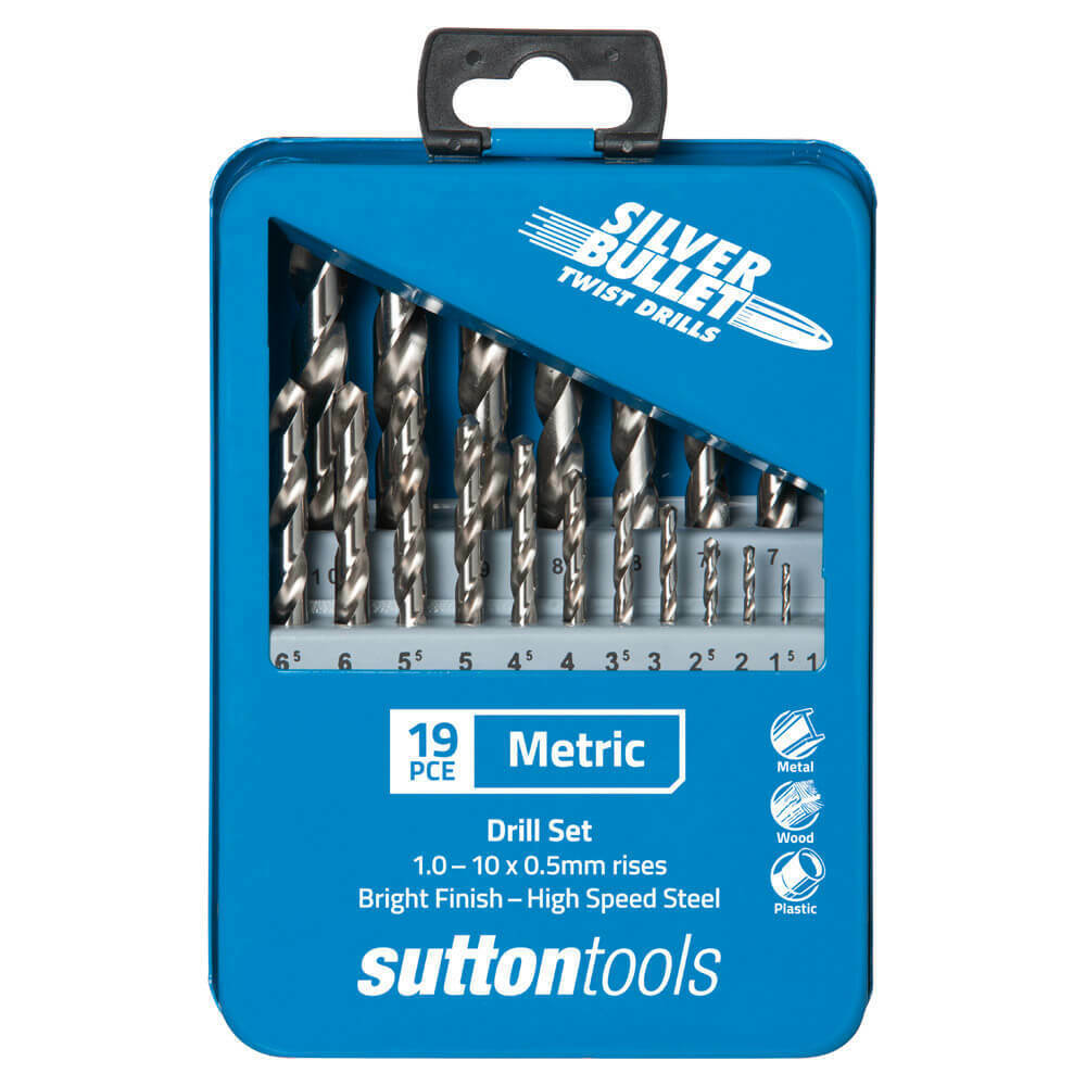 19 Piece Metric Drill Set Sutton Tools Silver Bullet Twist Drills