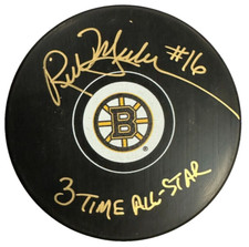 Rick Middleton Autographed Boston Bruins Hockey Puck W/ 3x All Star Insc NHL