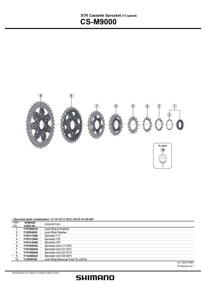 SHIMANO XTR CS-M9001 HG Cassette 11-Speed 11-40T | eBay SHIMANO XTR CS-M9001 HG Cassette 11-Speed 11-40T | eBay