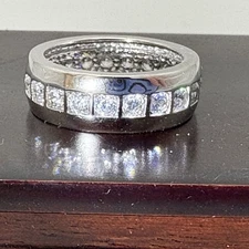 Epiphany Diamonique Platinum-Clad Sterling Silver CZ Band Ring New in Box