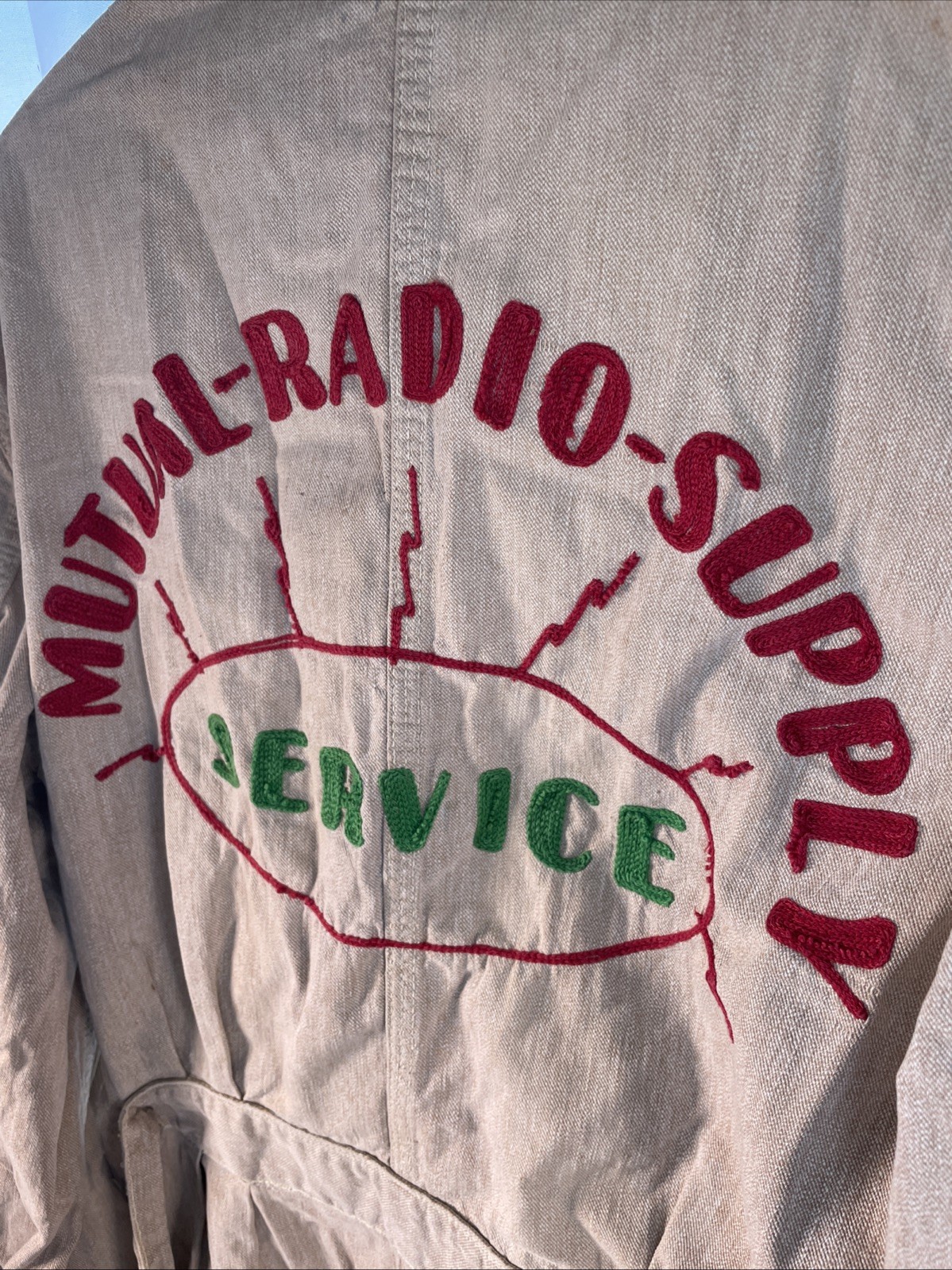 Vtg 40s 50s Shop Coat w MUTUAL RADIO SUPPLY SERVI… - image 3