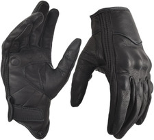 Men's Full Finger Goatskin Leather Gloves Touchscreen Windproof - Medum