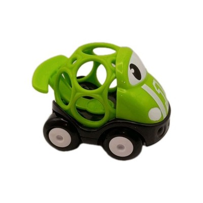 Bright Starts Oball Go Grippers Green #1 Race Car W/ Face & Racing Stripes