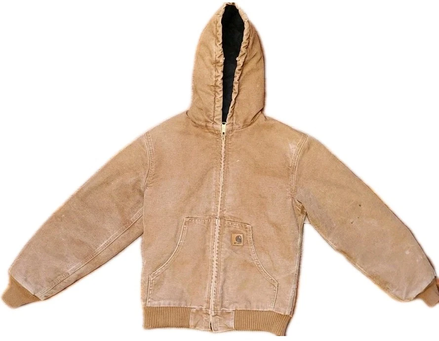 CARHARTT Jacket Youth L Large 10/12 Full Zip YYJ130 Canvas Hooded Coat VTG Boys