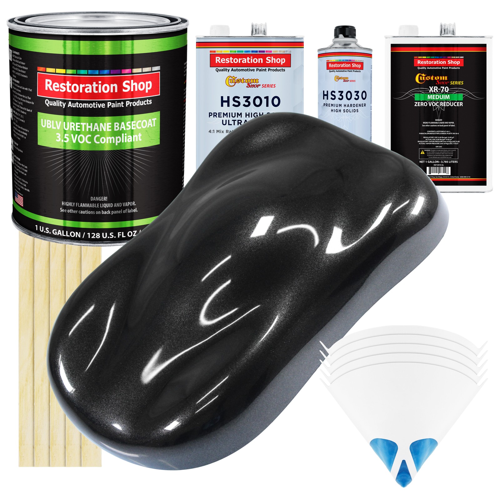 Black Sparkle Metallic Low VOC Urethane Basecoat Auto Paint Gallon Kit