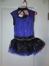 Purple and Black Tap Dance Costume Girls with Feather Accessories