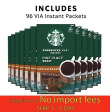 Starbucks VIA Instant Coffee Pike Place Medium Roast 96 Packets... a19.5 
